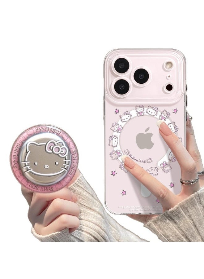 Hello Kitty-Themed Transparent Anti-Fingerprint Magnetic Case + Stand for iPhone 17 Cute Cartoon Design Dustproof Protection Secure Magnetic Attachment - Image 4